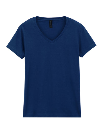Gildan Softstyle Ladies V-Neck T-Shirt 64v00l - Navy Blue - Customisable T-Shirt
