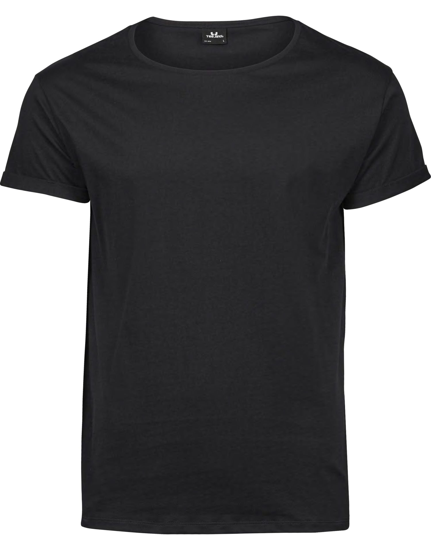 Tee Jays Mens Roll Up Sleeve Tee TJ5062 - Black - Customisable T-Shirt