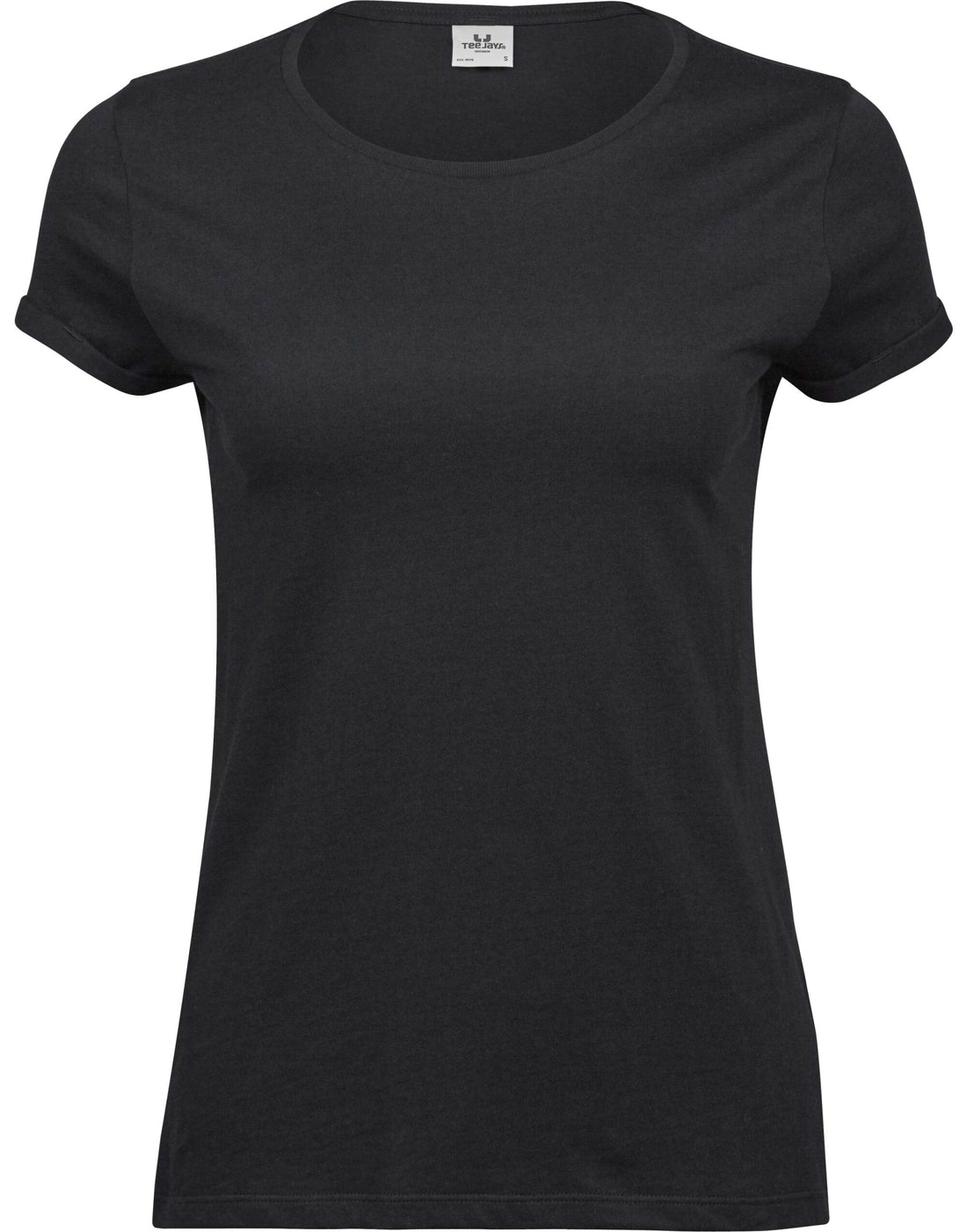 Tee Jays Ladies Roll Up Sleeve Tee TJ5063 - Black - Customisable T-Shirt