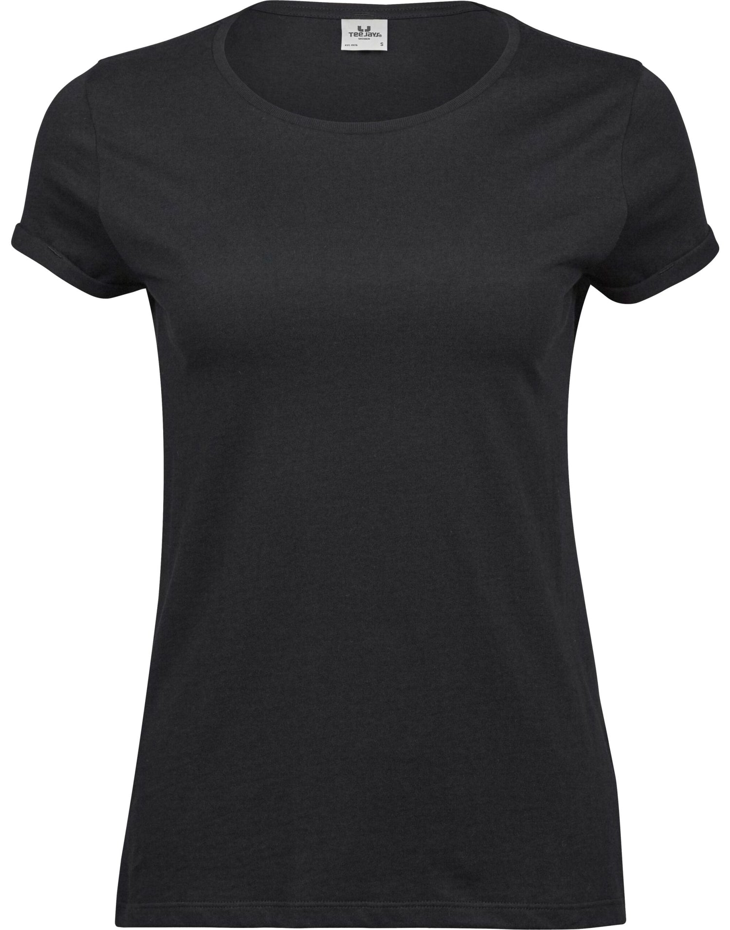 Tee Jays Ladies Roll Up Sleeve Tee TJ5063 - Black - Customisable T-Shirt