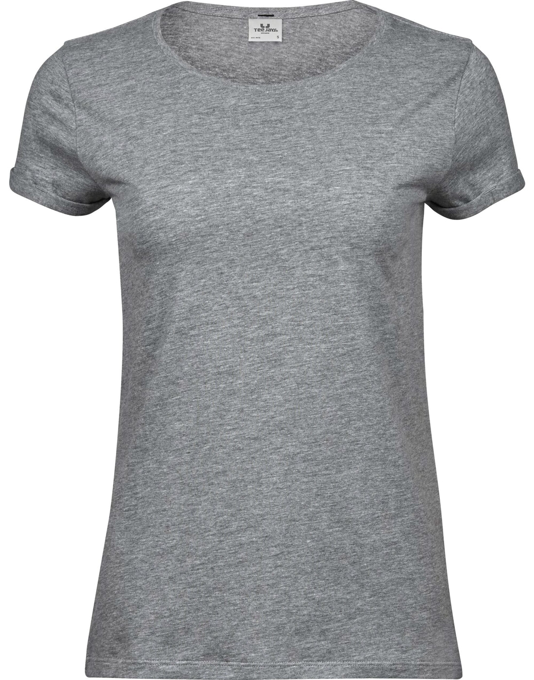 Tee Jays Ladies Roll Up Sleeve Tee TJ5063 - Heather Grey - Customisable T-Shirt