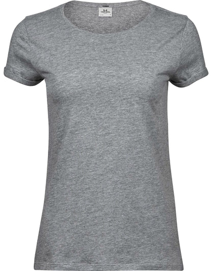 Tee Jays Ladies Roll Up Sleeve Tee TJ5063 - Heather Grey - Customisable T-Shirt