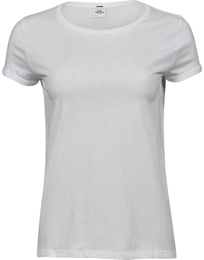 Tee Jays Ladies Roll Up Sleeve Tee TJ5063 - White - Customisable T-Shirt