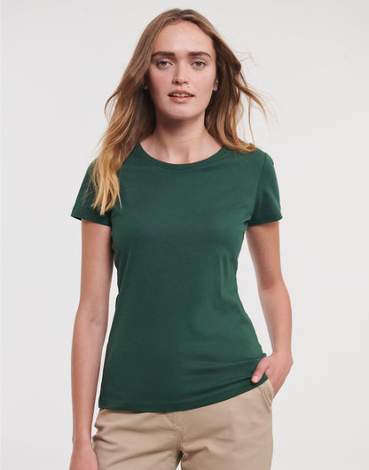 Russell Short Sleeve Collection Russell Short Sleeve Ladies Pure Organic T R108F - Bottle Green - Customisable T-Shirt