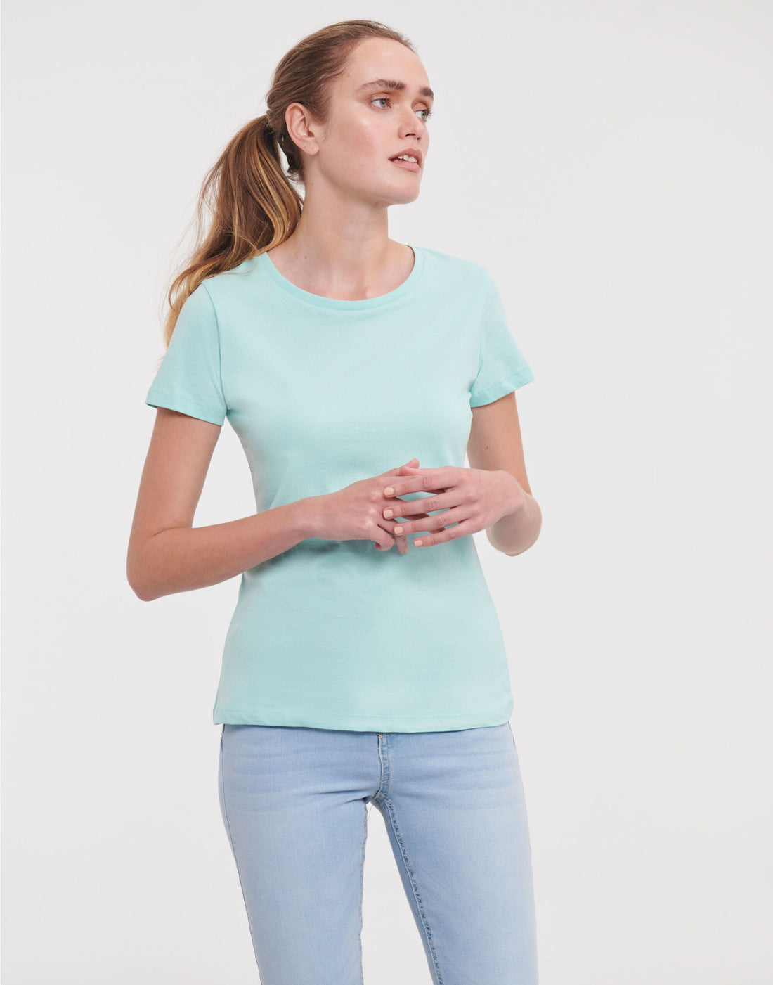 Russell Short Sleeve Collection Russell Short Sleeve Ladies Pure Organic T R108F - Aqua - Customisable T-Shirt