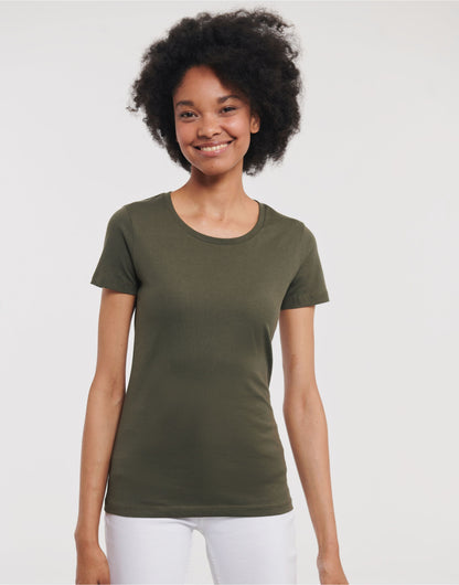 Russell Short Sleeve Collection Russell Short Sleeve Ladies Pure Organic T R108F - Dark Olive - Customisable T-Shirt