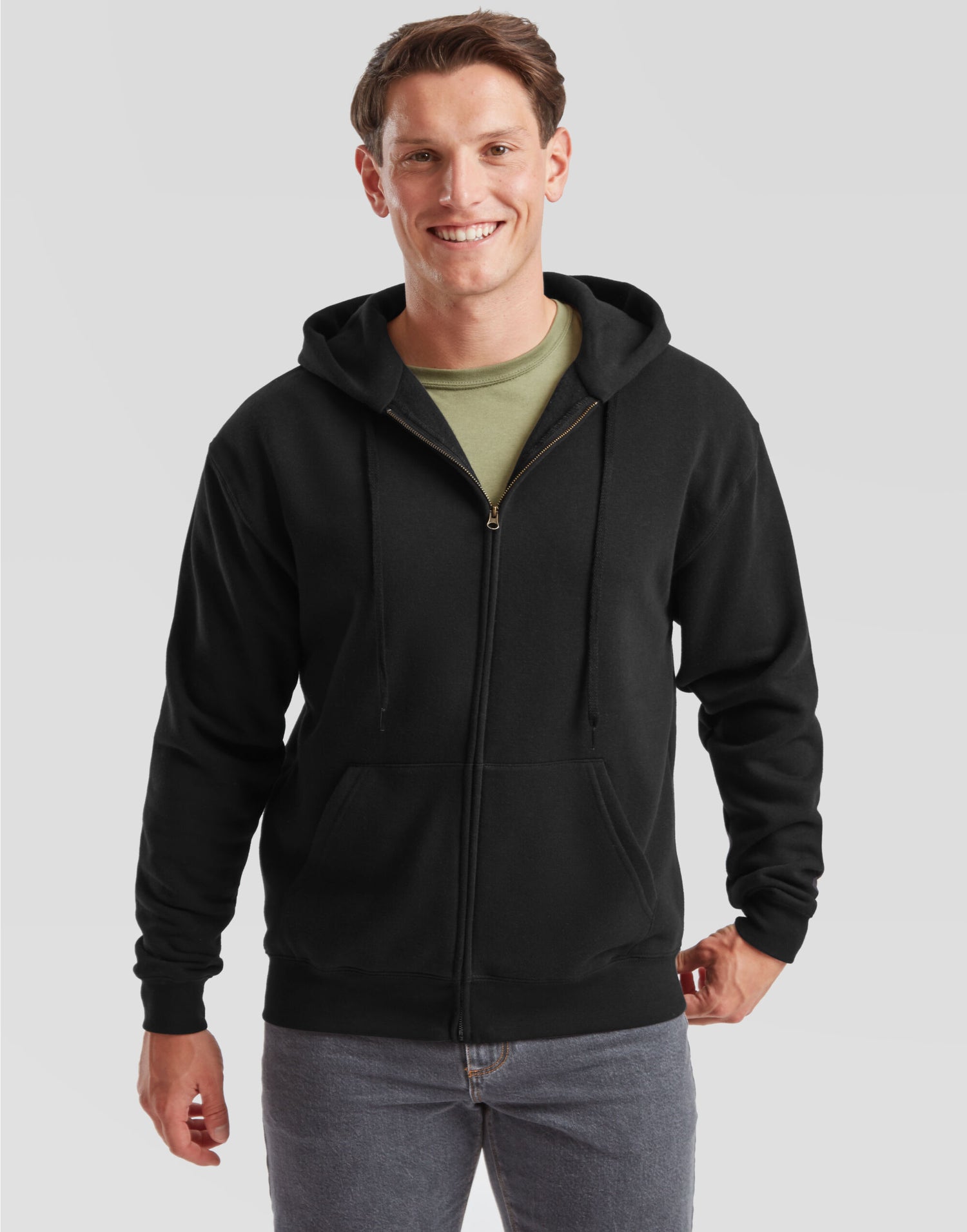 Mens Premium Hooded Sweat Jacket 62034 - Black - Customisable Sweatshirts