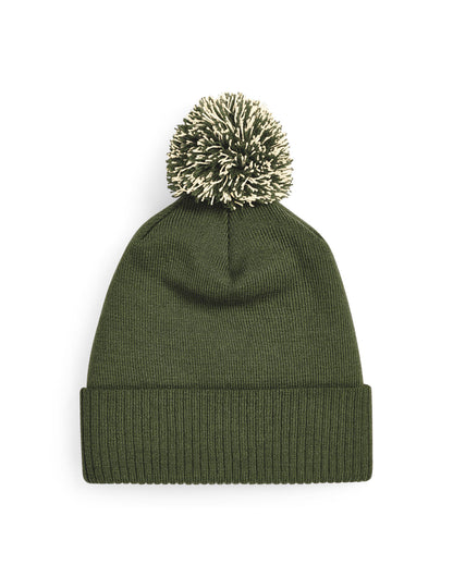 24 x Premium Ribbed Cuff Beanies + Free Stitched Logo - B450 - Olive Green Oatmeal O S - Customisable Bundle