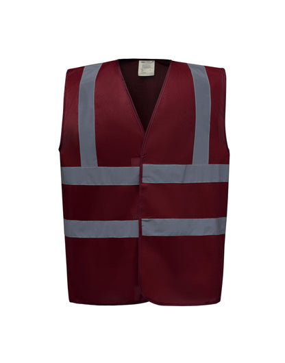 Yoko Enhanced Vis Waistcoat hvw100ev - Maroon - Customisable Hi-Vis Vest
