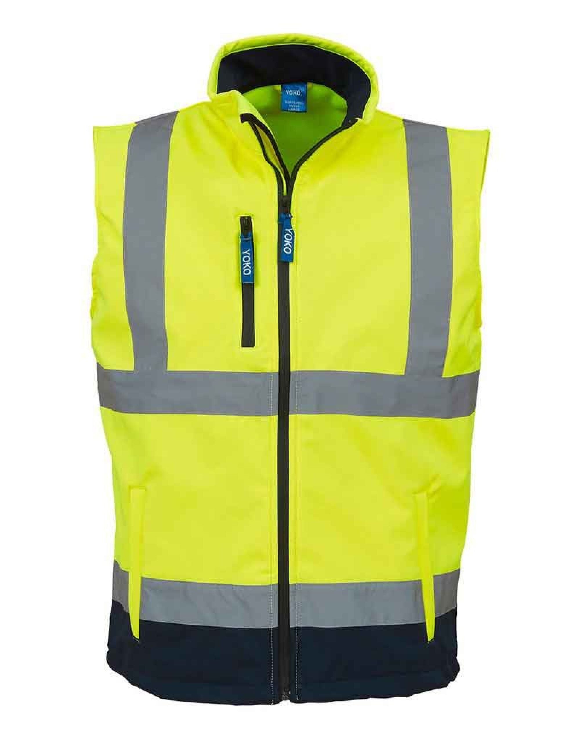 Yoko HV Softshell Bodywarmer hv006 - Hi-Vis Yellow Navy - Customisable Bodywarmers