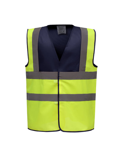 Yoko Two Tone Class 1 Waistcoat hvw100tt - Navy Hi-Vis Yellow - Customisable Hi-Vis Vest
