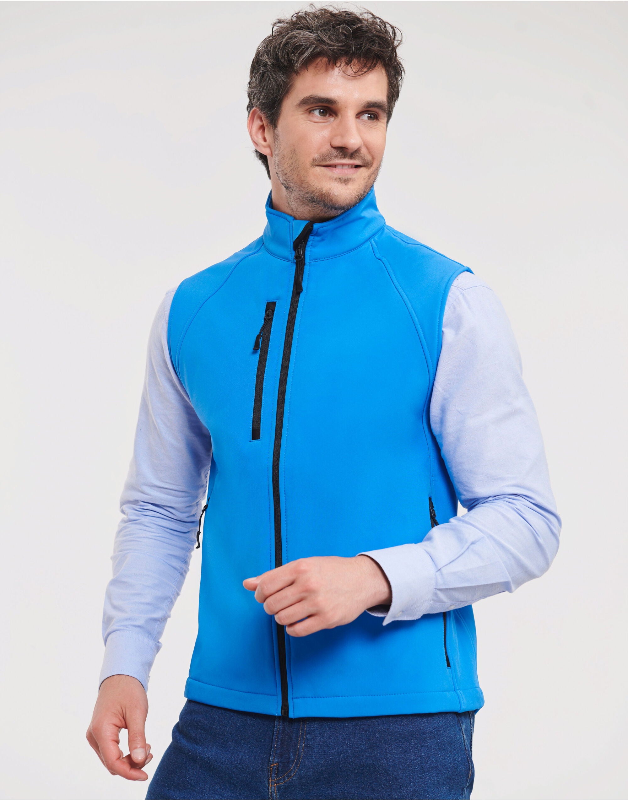 Russell Collection Russell Mens Softshell Gilet r141m - Azure Blue - Customisable Bodywarmers