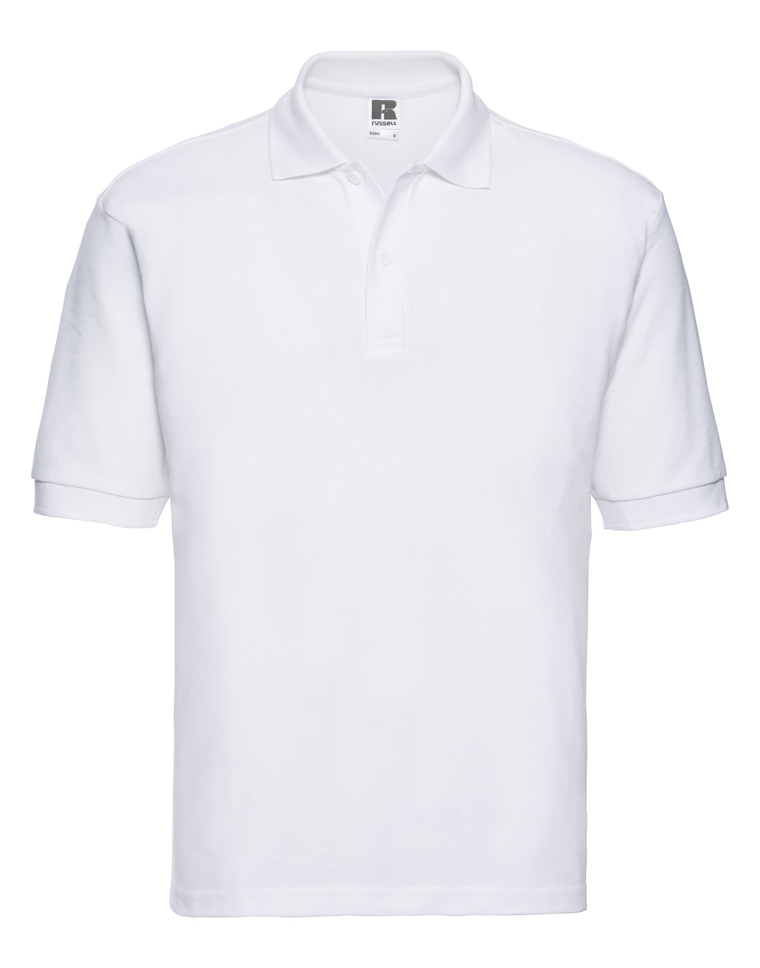 Russell Collection Russell Mens Classic Polycotton Polo - 539M - White - Customisable Polos