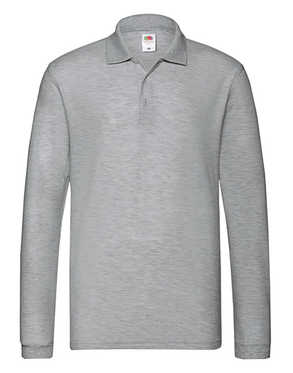 Mens Premium Long Sleeve Polo 63310 - Athletic Heather - Customisable Polos