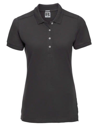 Russell Collection Russell Ladies Fitted Stretch Polo 566F - Black - Customisable Polos