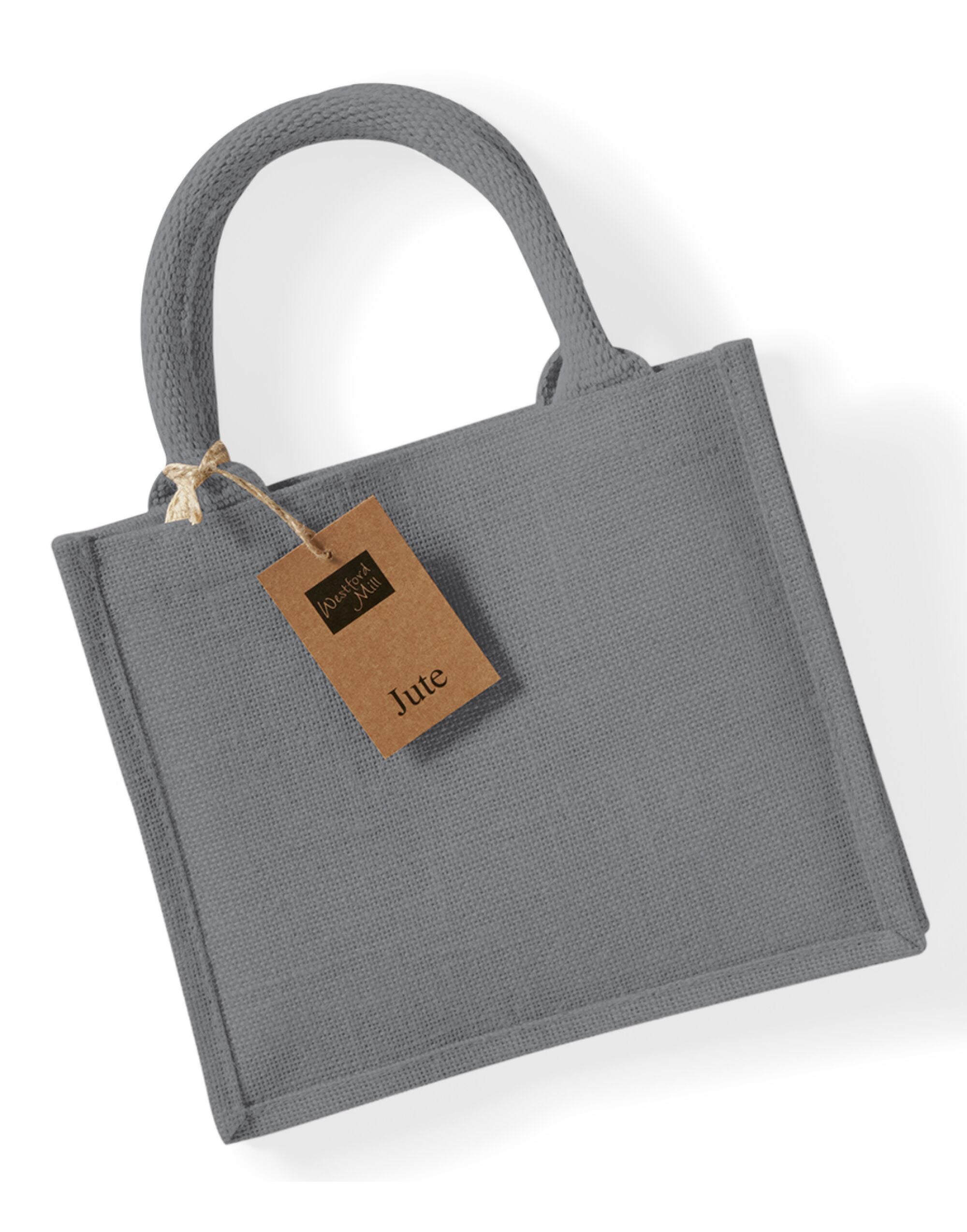 Westford Mill Jute Mini Gift Bag w412 - Graphite Grey Graphite Grey O S - Customisable Bags