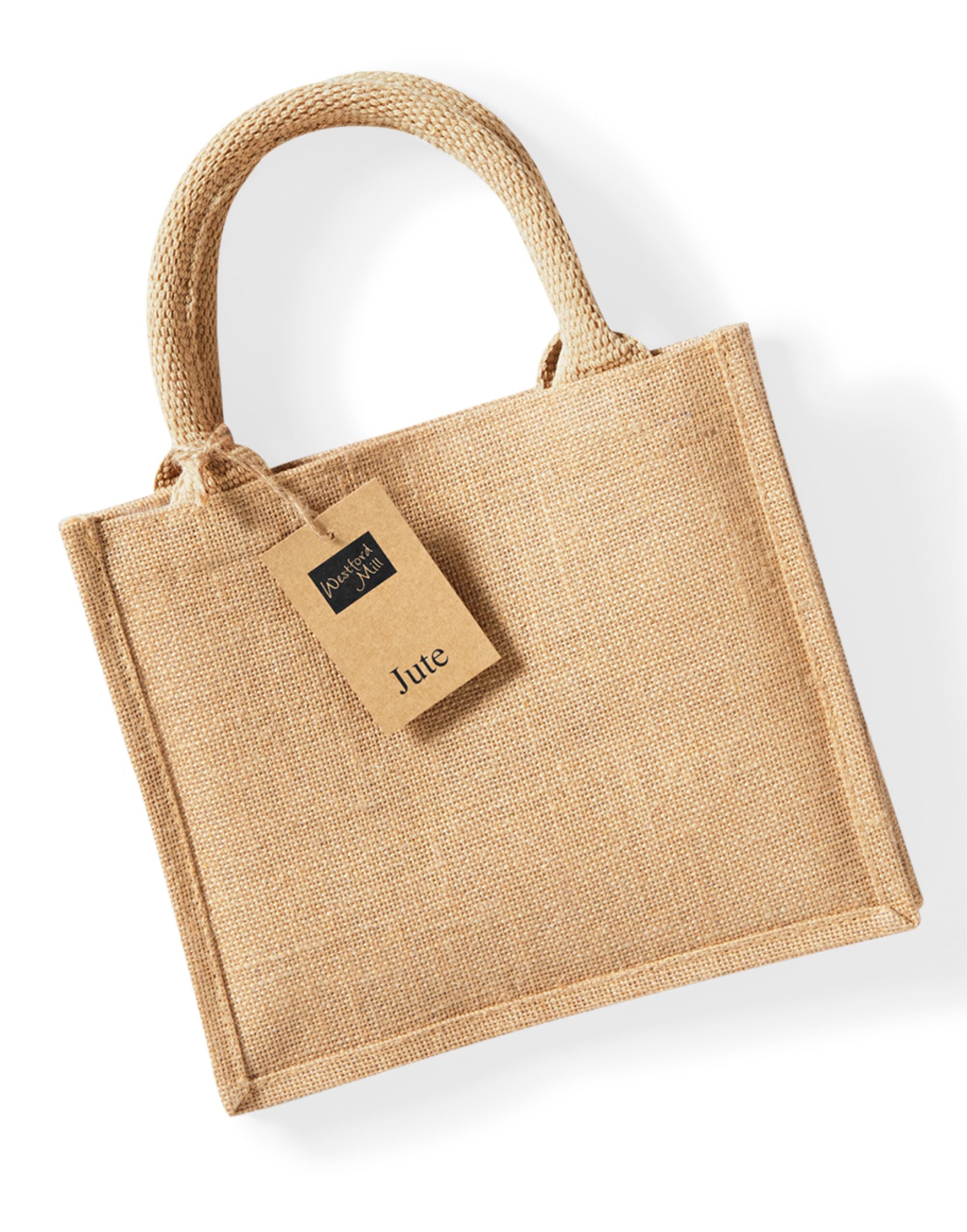 Westford Mill Jute Mini Gift Bag w412 - Natural O S - Customisable Bags