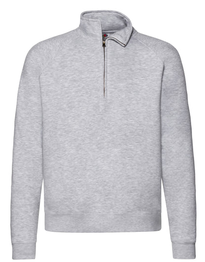 Mens Premium Zip Neck Sweat 62032 - Heather Grey - Customisable Sweatshirts