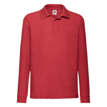 Kids 6535 Long Sleeve Polo 63201 - Red - Customisable Polos