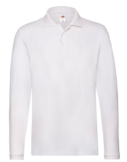 Mens Premium Long Sleeve Polo 63310 - White - Customisable Polos
