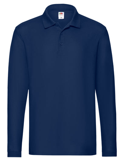 Mens Premium Long Sleeve Polo 63310 - Navy Blue - Customisable Polos