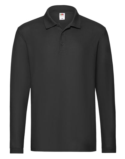 Mens Premium Long Sleeve Polo 63310 - Black - Customisable Polos