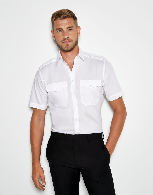 Kustom Kit Mens SS Tailored Pilot Shirt KK133 - - Customisable Corporate Wear