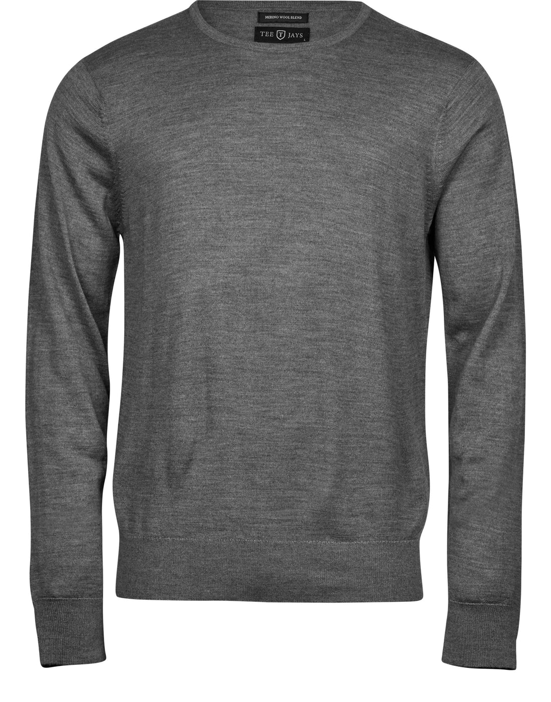Tee Jays Mens Crew Neck Knitted Sweater TJ6000 - Grey Melange - Customisable Jumper
