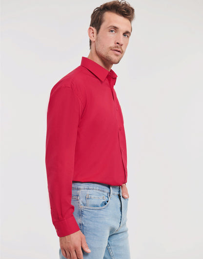 Russell Collection Men LS Classic Poplin 934M - Classic Red - Customisable Shirts