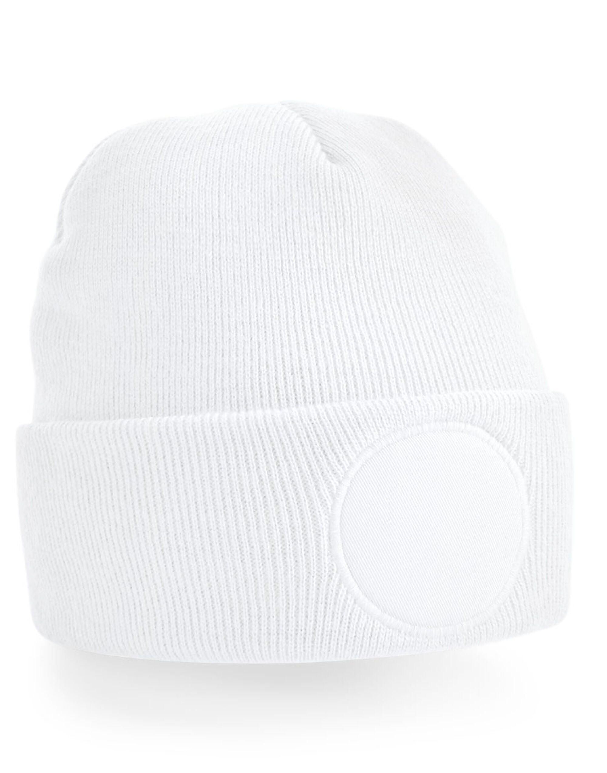 Beechfield Circular Patch Beanie B446 - White O S - Customisable Beanies