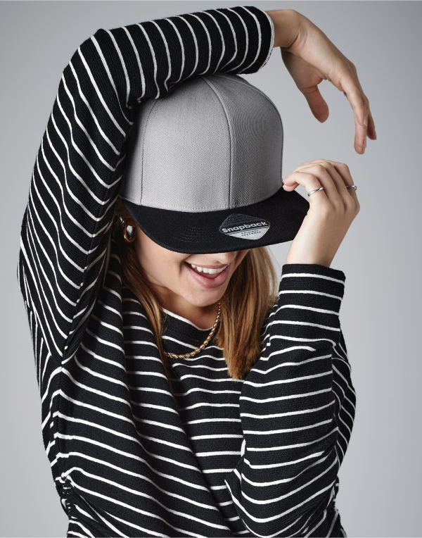 Beechfield Original FlatPeak 6Panel SBak B661 - Grey Black O S - Customisable Caps
