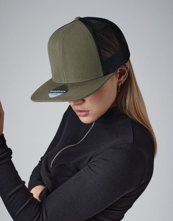 Beechfield Original Flat Peak Trucker B664 - Black Black O S - Customisable Caps