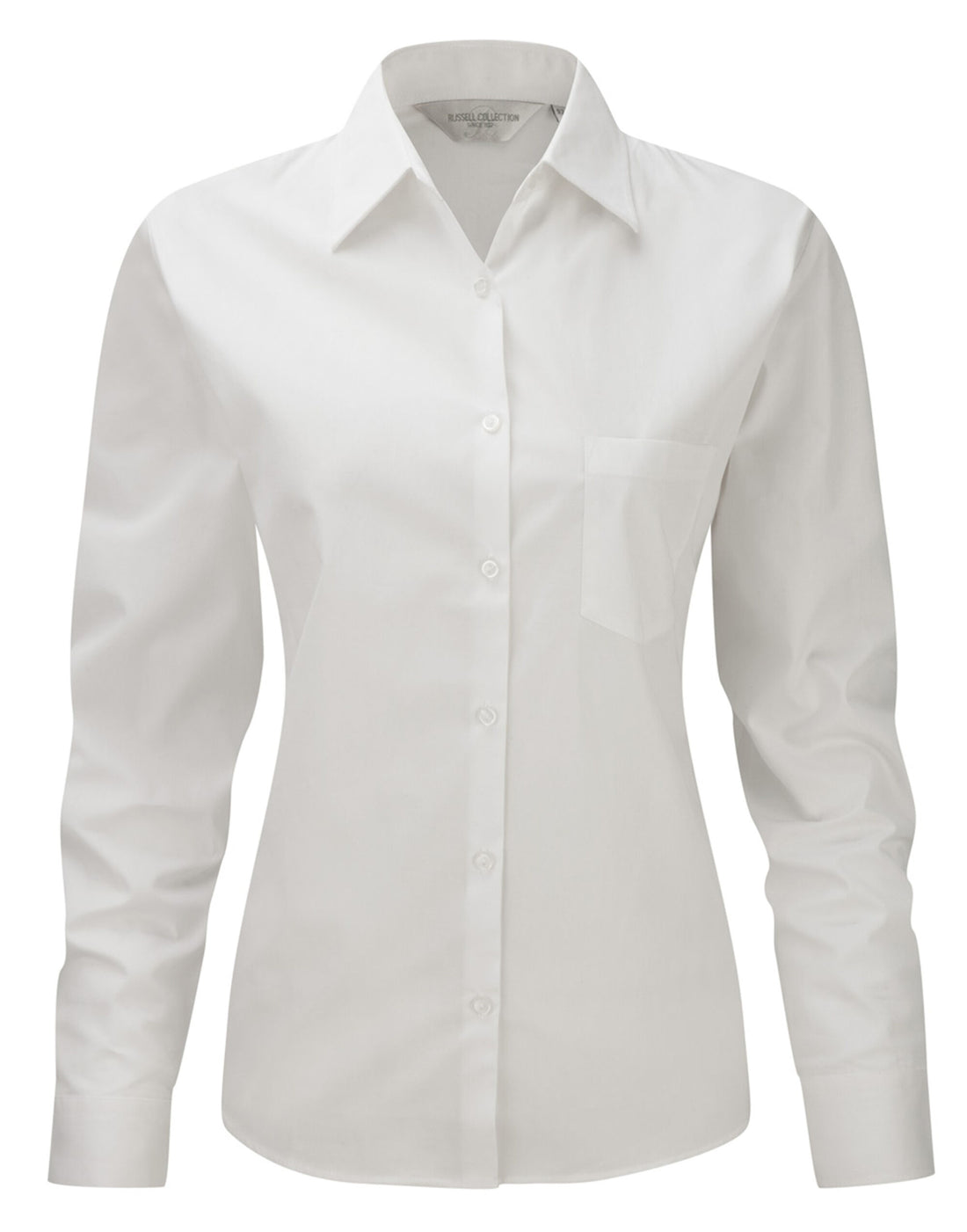 Russell Collection Lady LS PureCot Shirt 936F - White - Customisable Shirts