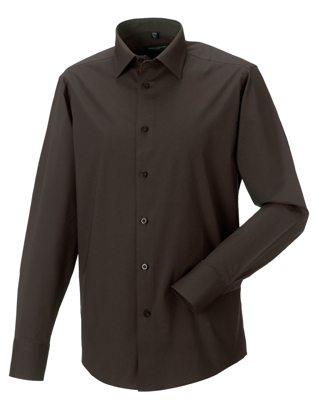 Russell Collection Mens LS Stretch Shirt 946M - Chocolate - Customisable Shirts