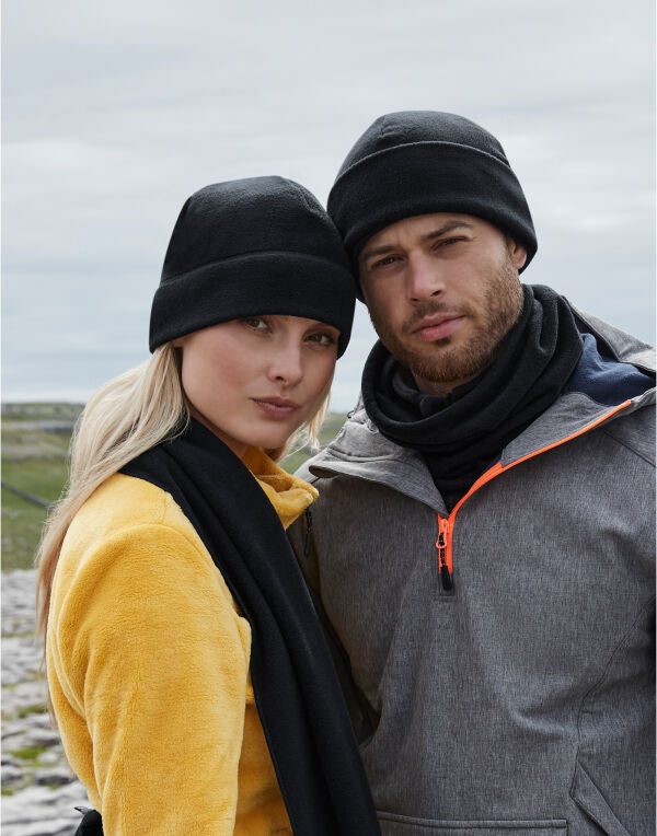 Beechfield Recycled Fleece Cuff Beanie B243R - Black O S - Customisable Beanies