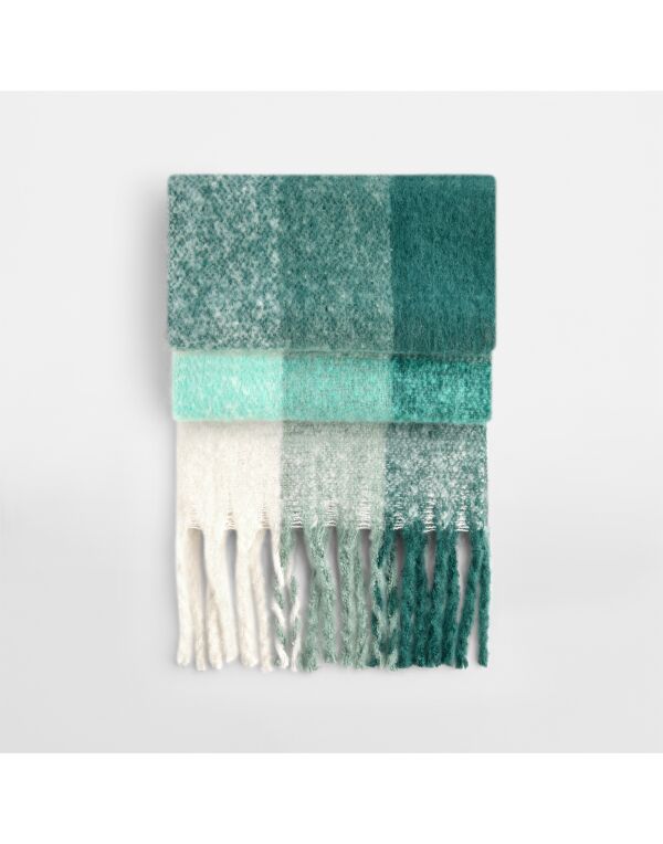 Fluffy Check Scarf - B494R - - Customisable Scarves And Neckwear