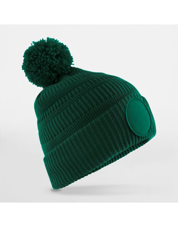 Fan Patch Beanie - B530R - Bottle Green O S - Customisable CAPS &amp; HATS