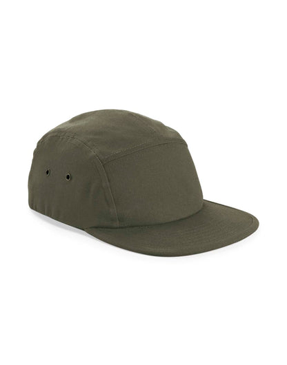 Beechfield Canvas 5 Panel Cap B654 - Olive O S - Customisable Caps