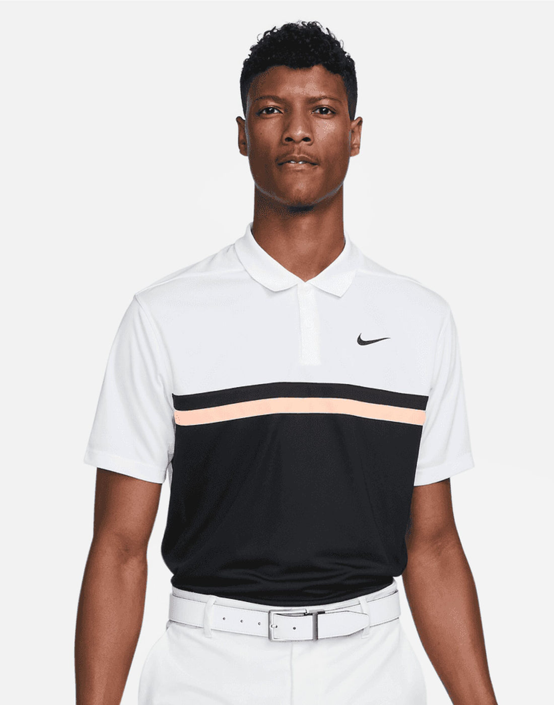 Nike Dri FIT Victory Colourblock Polo DH0845 - White Black Arctic Orange - Customisable Polo Shirts