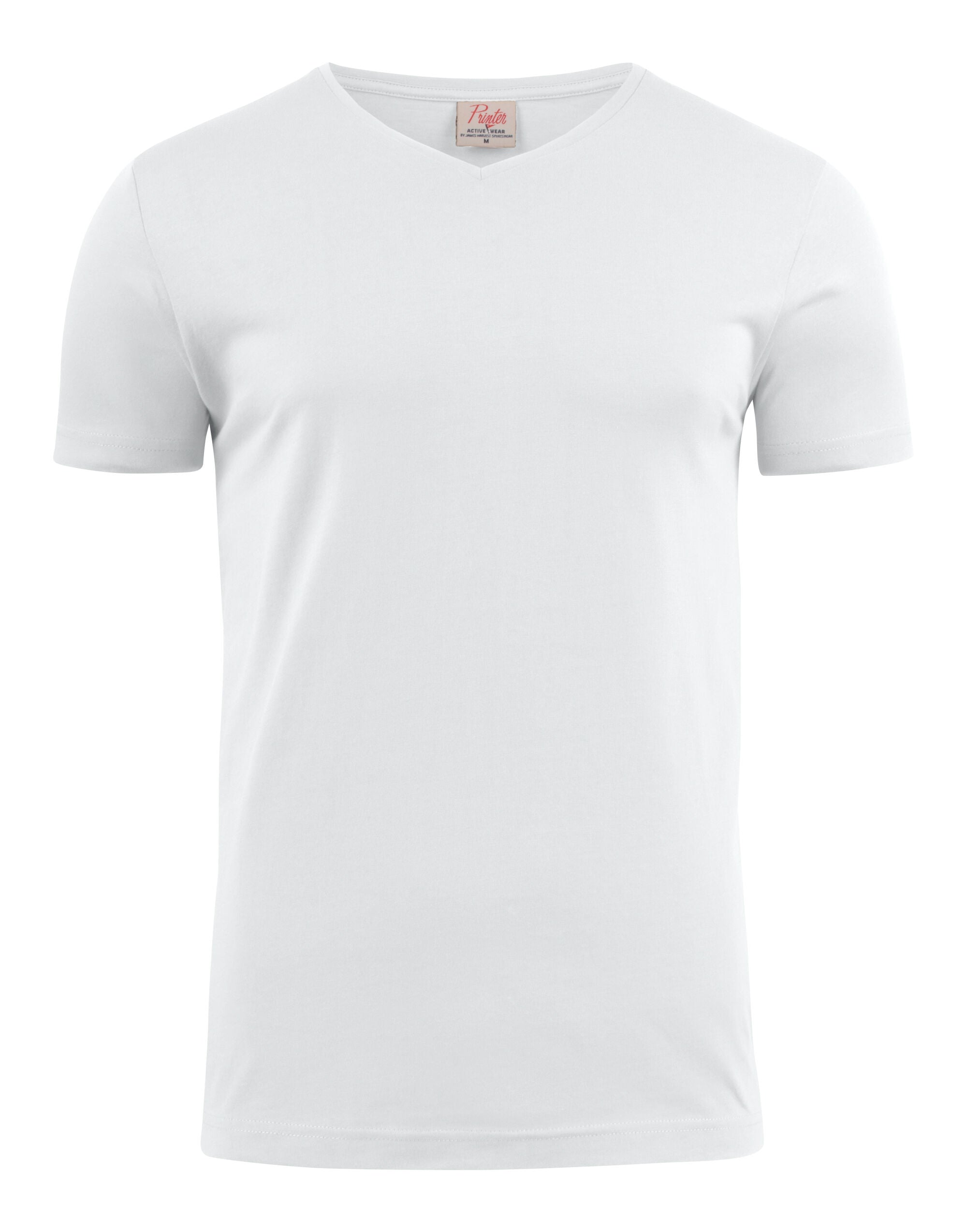 Printer Mens Heavy V T Shirt PE2264024 - White - Customisable T-Shirt