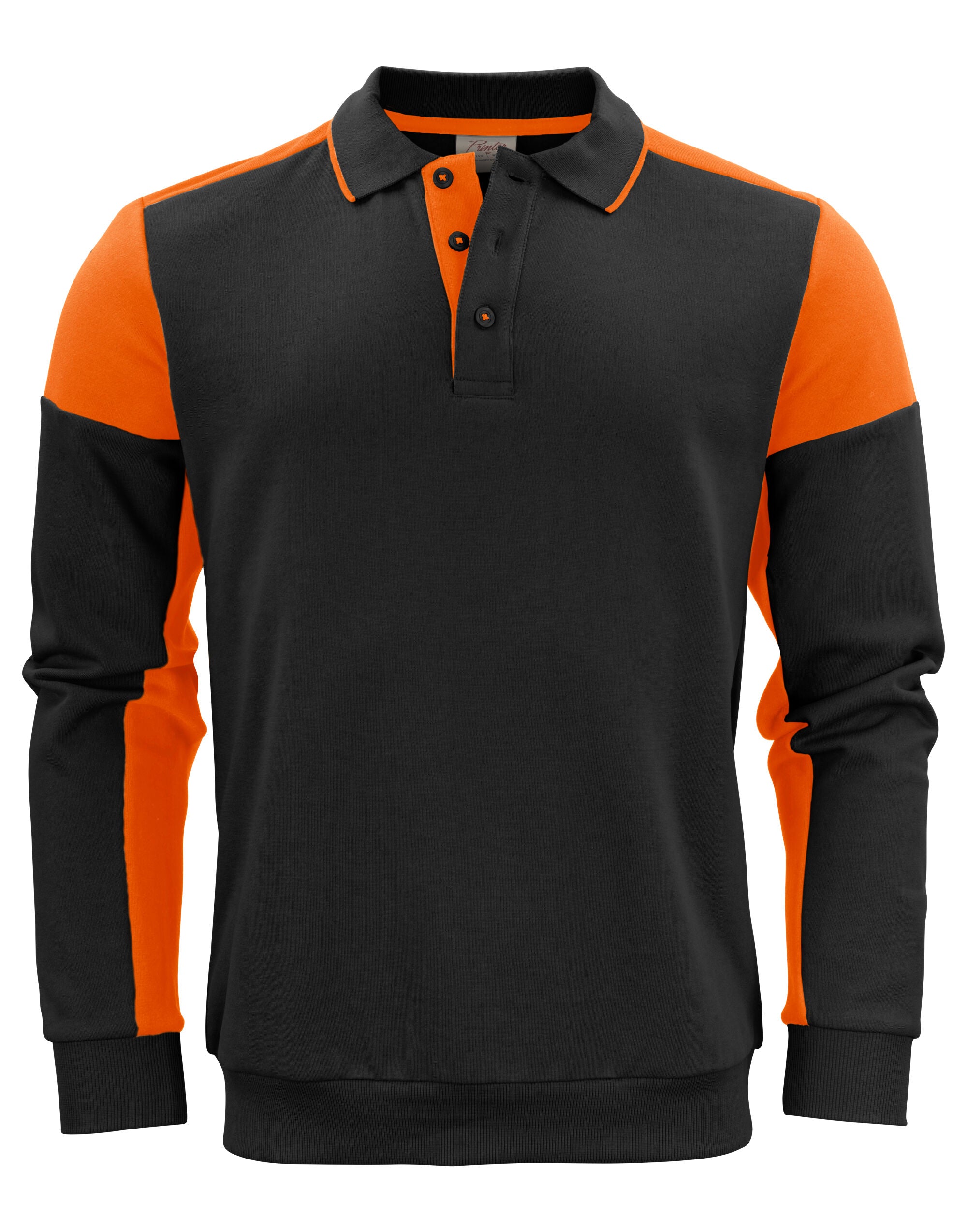 Printer Prime Long Sleeve Polosweater PP2262060 - Black Orange - Customisable Polos