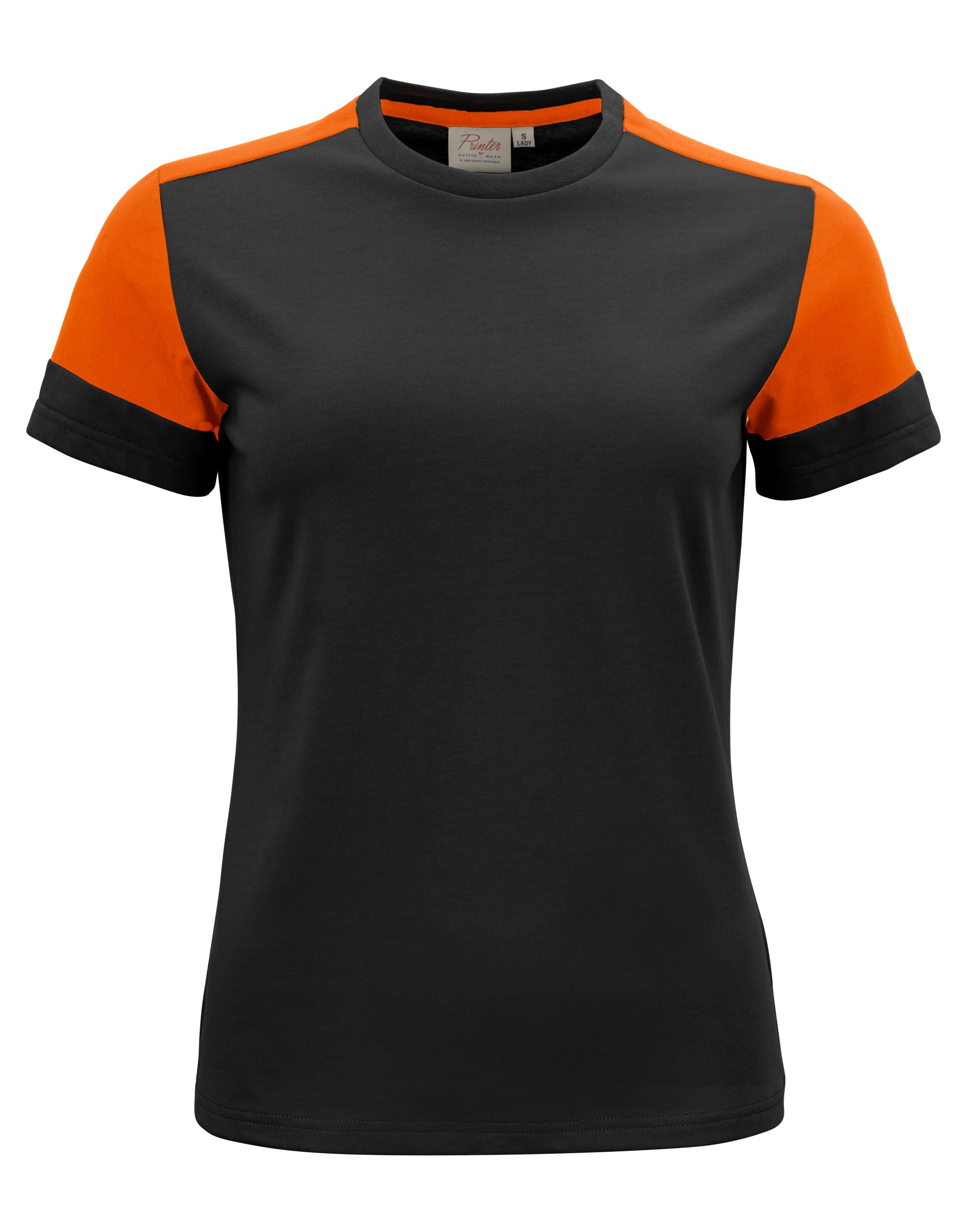 Printer Prime Ladies T Shirt PP2264031 - Black Orange - Customisable T-Shirt