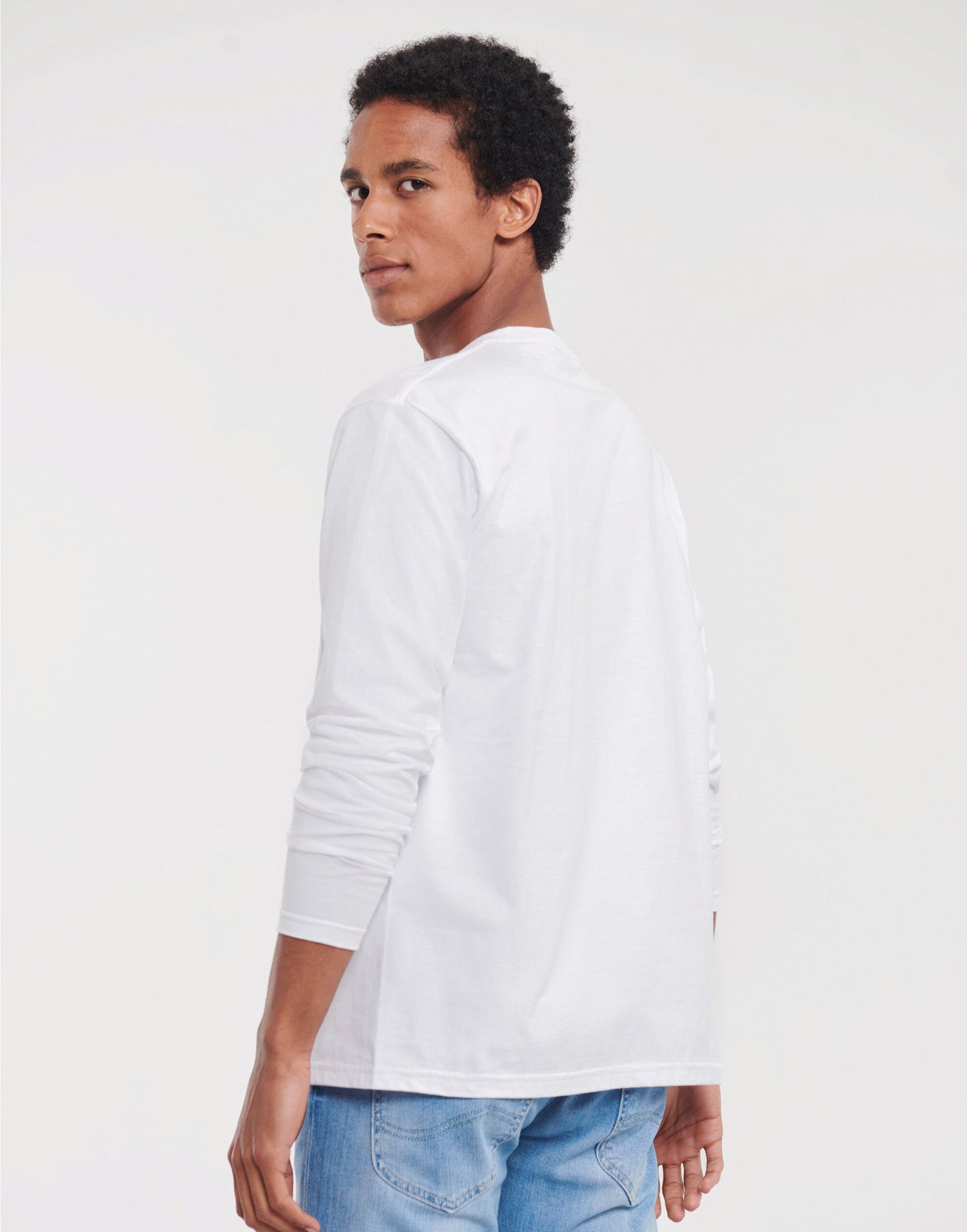 Russell Short Sleeve Collection Russell Short Sleeve Classic Long Sleeve T R180L - White - Customisable T-Shirt