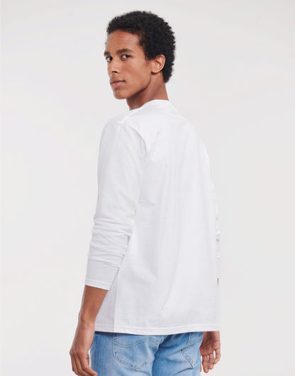 Russell Short Sleeve Collection Russell Short Sleeve Classic Long Sleeve T R180L - White - Customisable T-Shirt