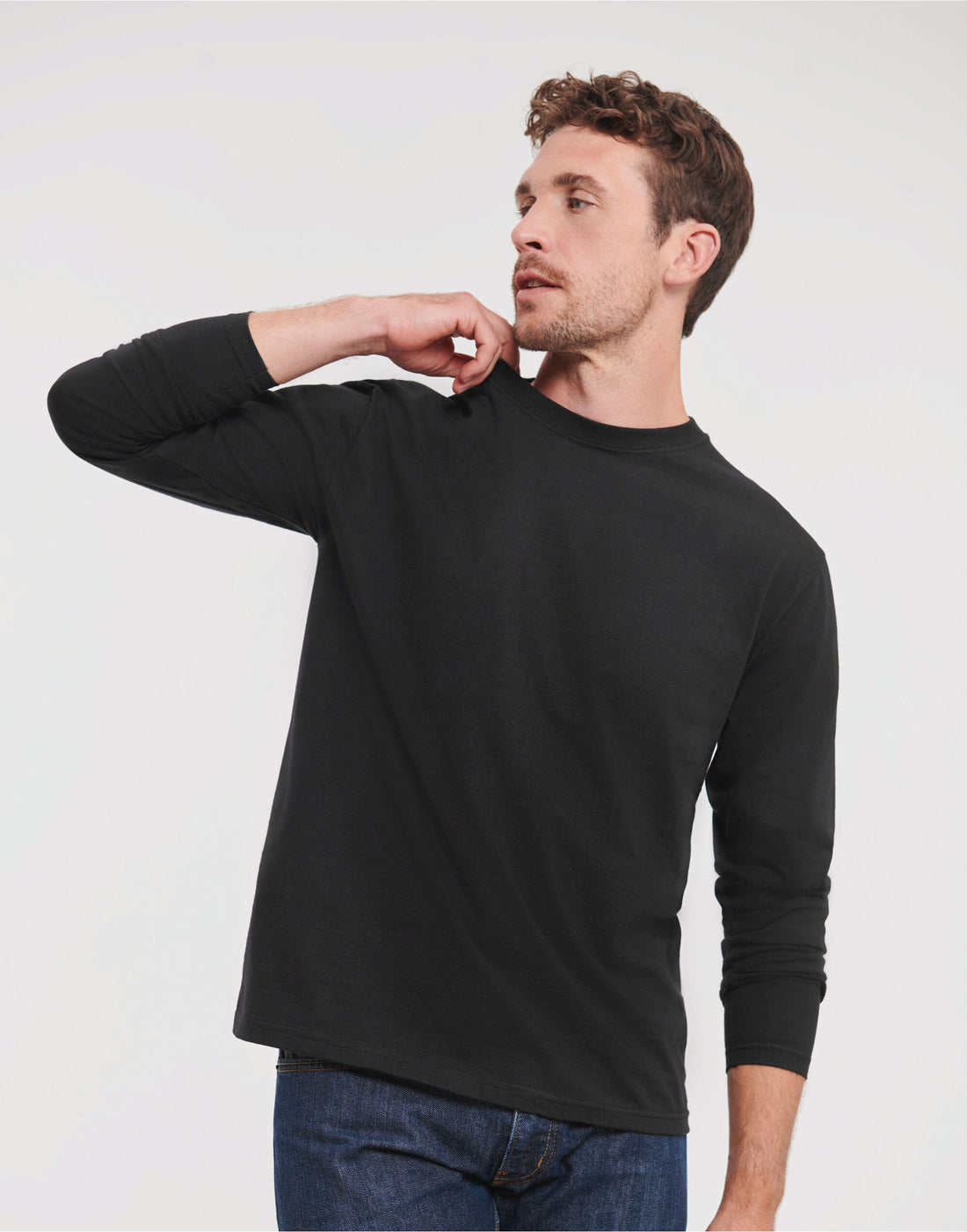 Russell Short Sleeve Collection Russell Short Sleeve Classic Long Sleeve T R180L - Black - Customisable T-Shirt