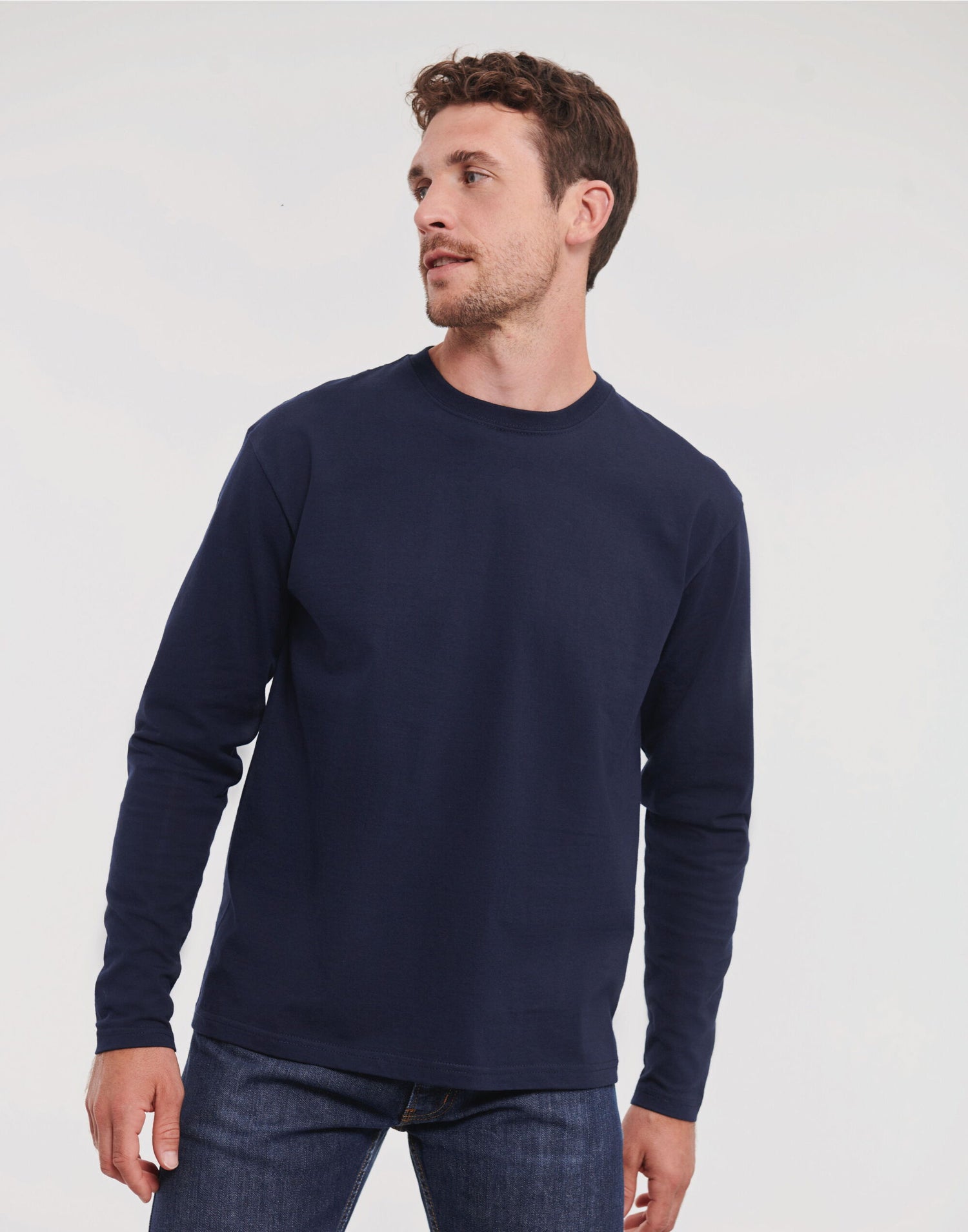 Russell Short Sleeve Collection Russell Short Sleeve Classic Long Sleeve T R180L - French Navy - Customisable T-Shirt
