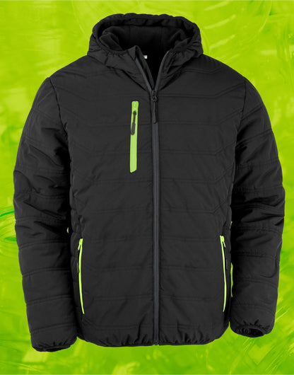 Result Black Compass Padded Winter Jacket R240X - Black Lime Green - Customisable Jacket