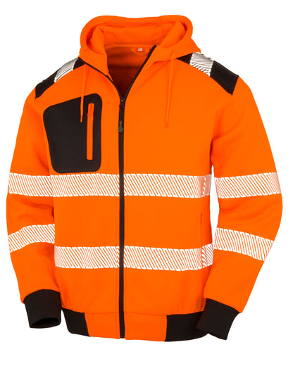 Result Recycled Zipped Safety Hoody R503X - Fluoresent Orange - Customisable Safetywear