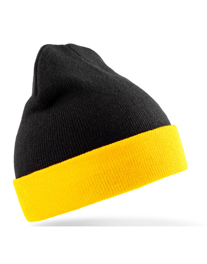 Result Recycled Black Compass Beanie rc930x - Black Yellow O S - Customisable Caps