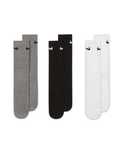 Nike Everyday Crew Socks 3 Pairs sx7676 - White, Grey &amp; Black - Customisable Socks